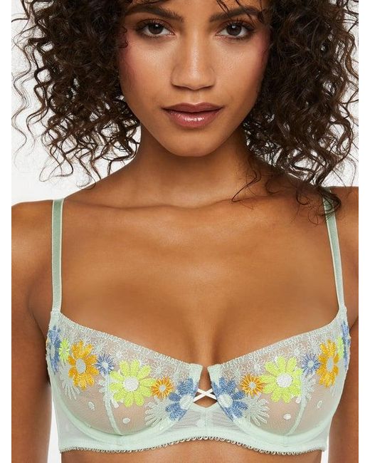 Savage X Green Free Spirit Floral Embroidered Unlined Balconette Bra