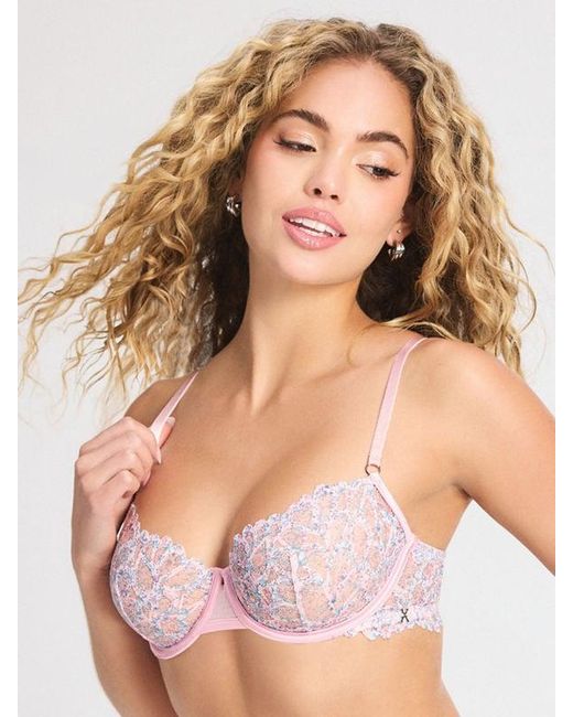 Savage X Pink Savage Not Sorry Printed Unlined Lace Balconette Bra