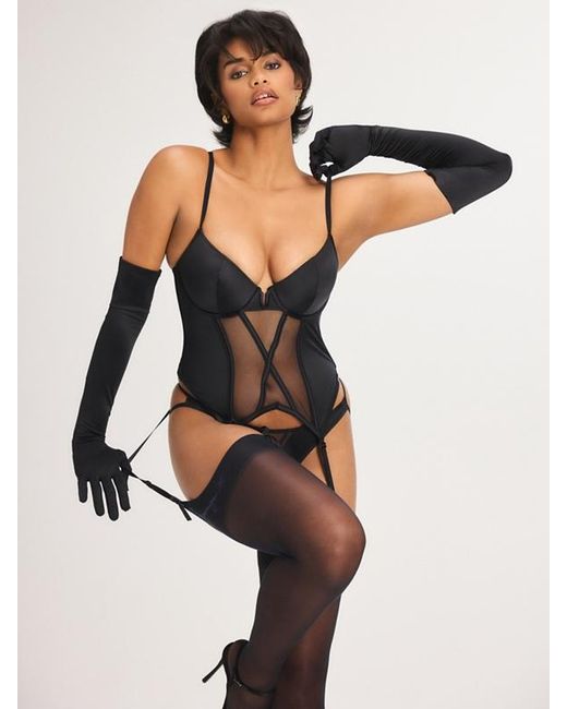 Savage X Black Satin Vixen Underwire Corset