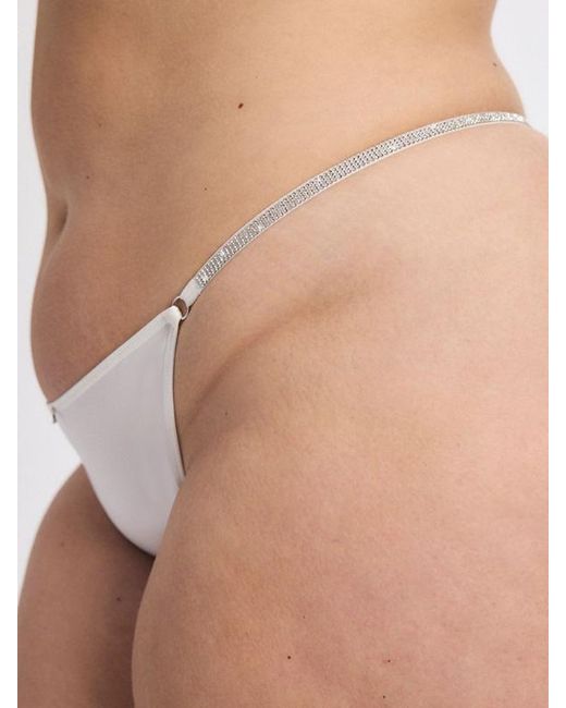 Savage X White Midnight Microfiber Rhinestone G-string Knickers