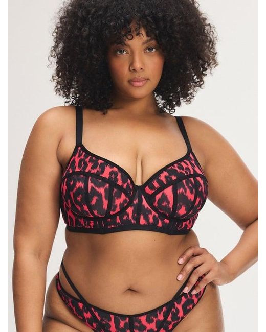 Savage X Black City Kitty Unlined Longline Demi Bra