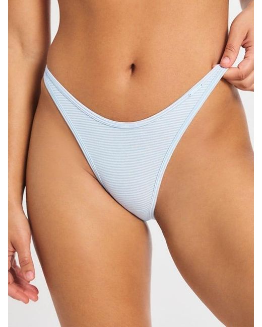 Savage X Blue Cotton Essentials High-leg Bikini Panty