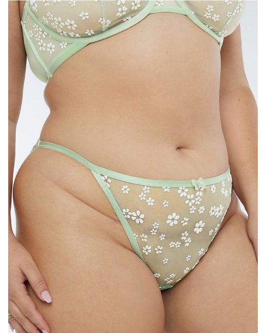 Savage X Green Puff Daisy String Bikini Knickers