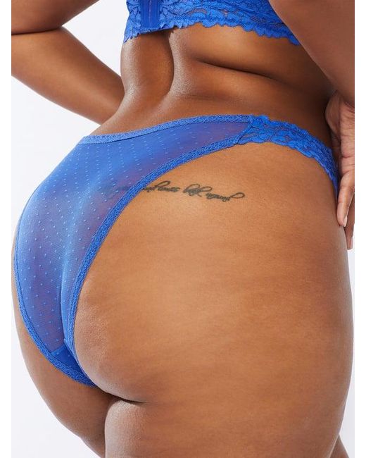 Savage X Blue Dotted Mesh Cheeky