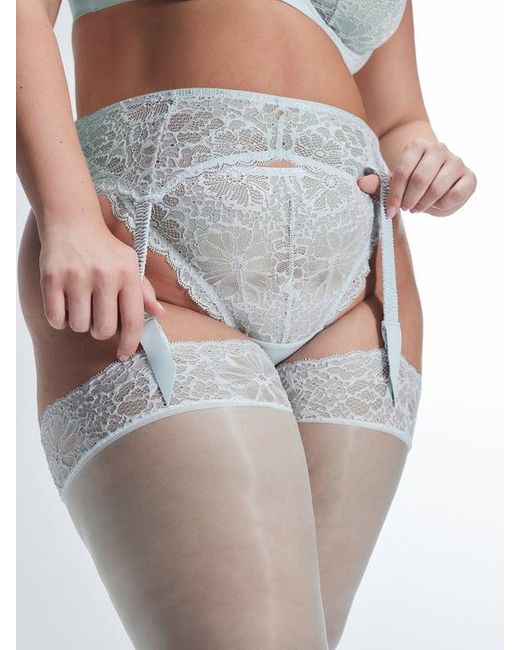 Savage X Bold Lace Garter Belt in Grey