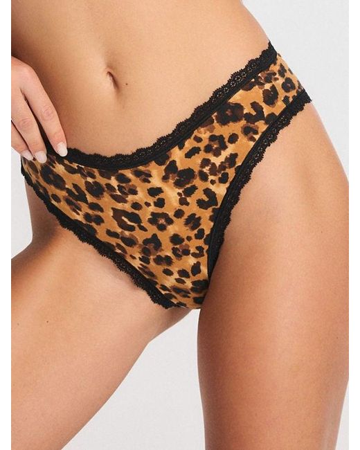 Savage X Black Cotton Essentials Lace-trim Cheeky Panty