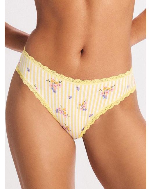 Savage X Orange Cotton Essentials Lace-trim Cheeky Panty