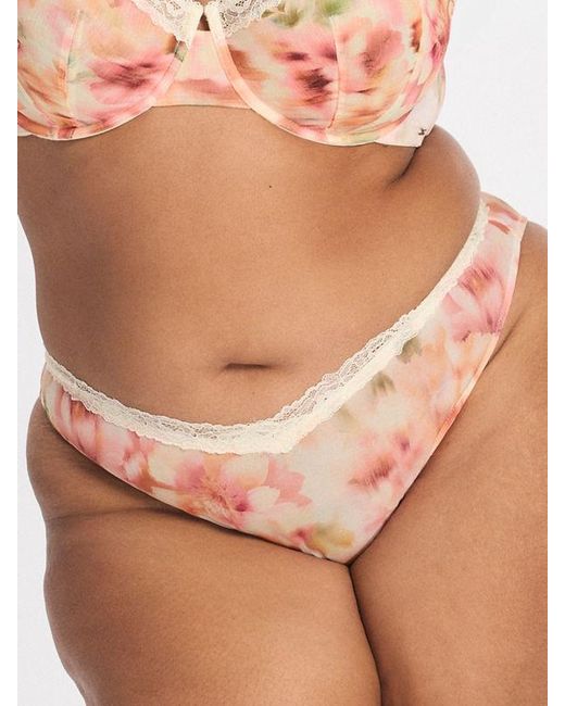 Savage X Brown Bare Flower Brazilian Panty