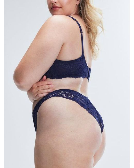 Savage X Blue Romantic Corded Lace Brazilian Knickers