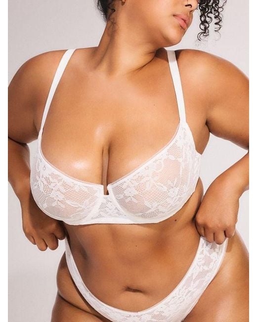 Savage X White Luxe Lace Unlined Low-cut Balconette Bra