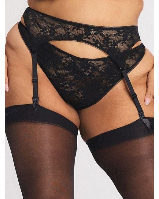 Savage X Gray Luxe Lace Garter Belt