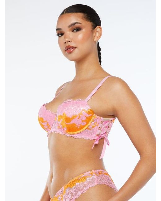 Savage X White Lace'd Up Padded Low Balconette Bra