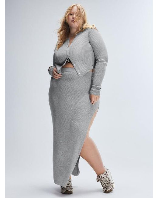 Savage X Gray Featherweight Knit Slit Skirt