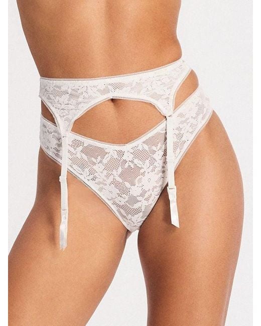 Savage X White Luxe Lace Garter Belt