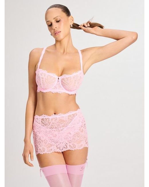 Savage X Pink Romantic Corded Lace Unlined Balconette Bra