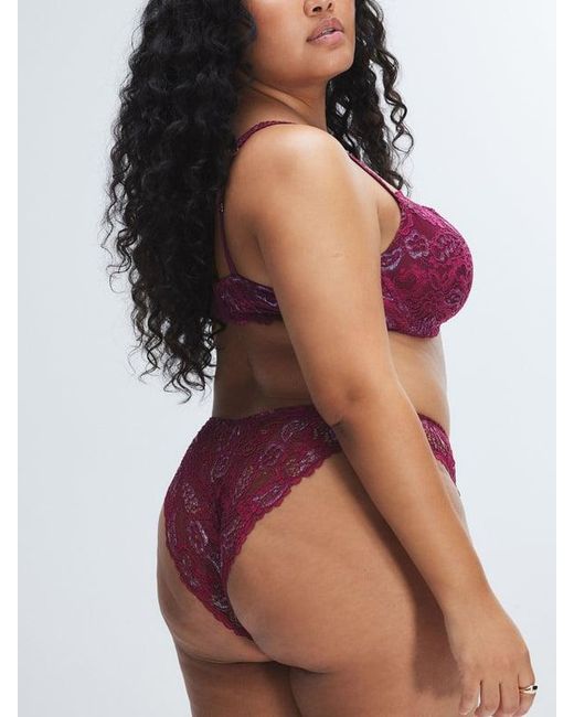 Savage X Red Romantic Corded Lace Metallic Padded Demi Bra