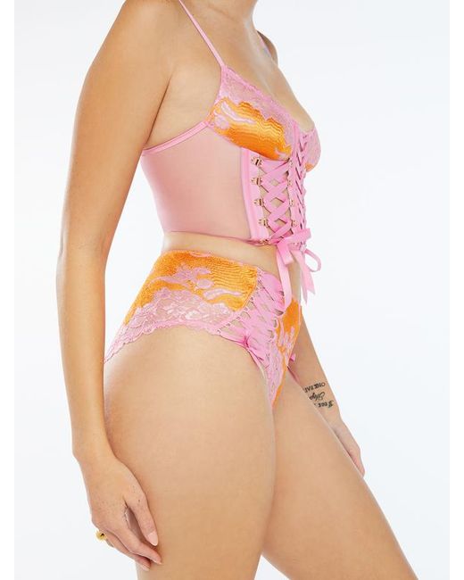 Savage X Orange Lace'd Up Strappy Shorts