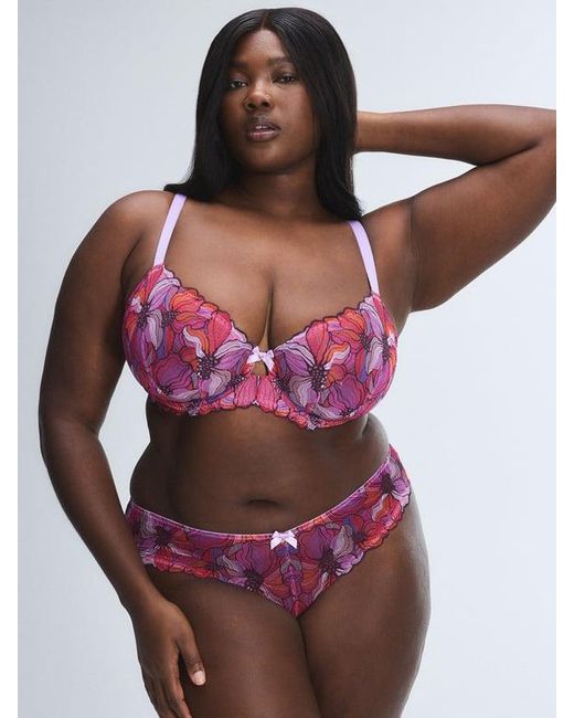 Savage X Pink Mosaic Floral Lace Unlined Demi Bra