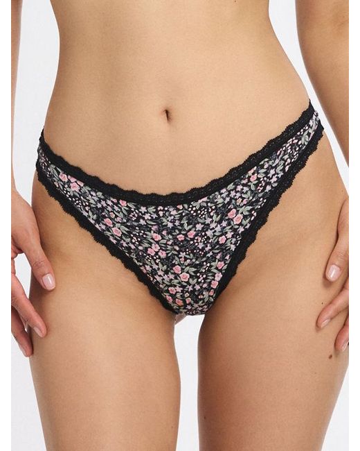 Savage X Natural Cotton Essentials Lace-trim Mid-rise Thong Panty