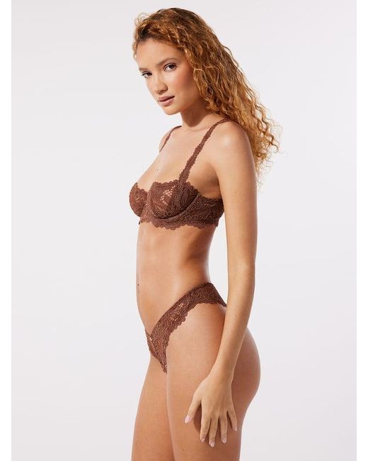 Savage X Brown Romantic Corded Lace Unlined Balconette Bra