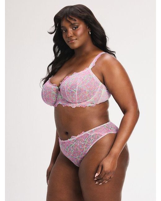 Savage X Brown Sun Tide Floral Lace Cheeky Knickers