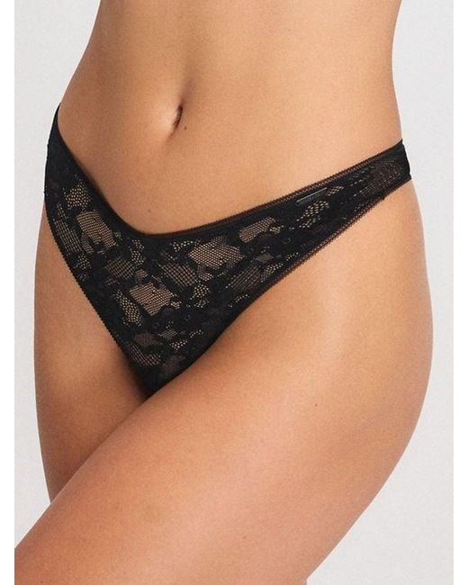 Savage X Black Luxe Lace Thong Panty