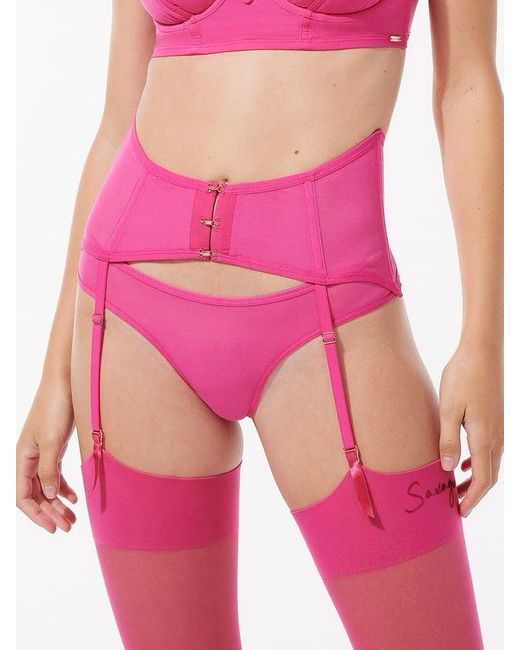 Savage X Pink See Thru U Suspender Belt