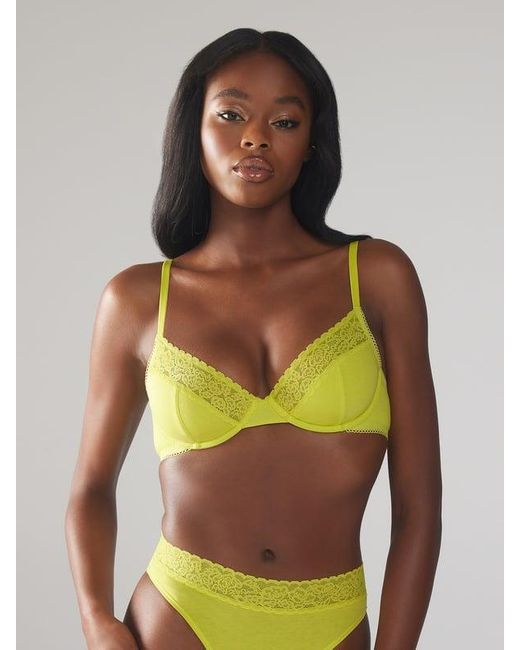 Savage X Green Cotton Essentials Lace-trim Unlined Bra