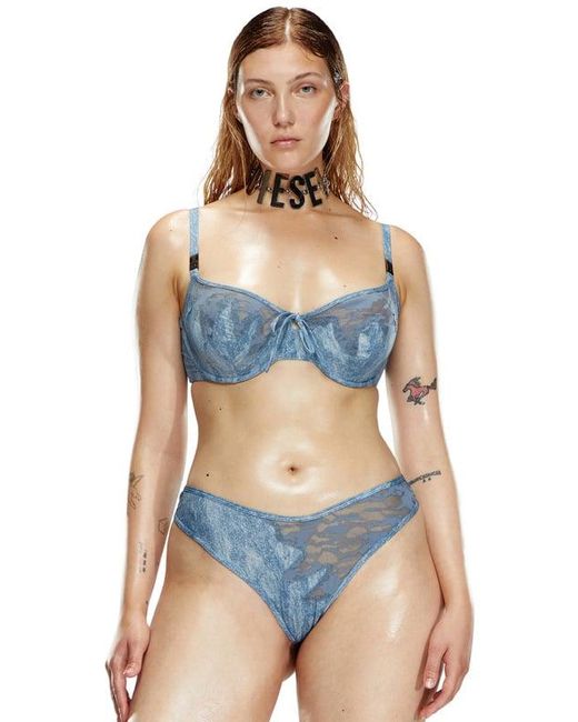 Savage X Blue Diesel Stonewash And Lace Unlined Balconette Bra