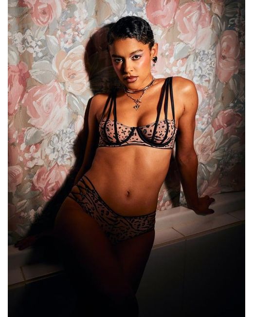 Savage X Black Vigilante Vamp Mesh Unlined Balconette Bra