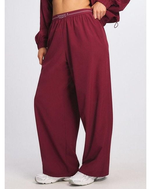 Savage X Red Stretch Woven Logo Band Wide Leg Pant