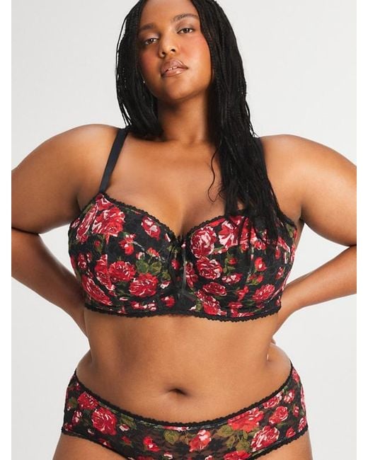 Savage X Black Sinful Rose Printed Lace Balconette Bra