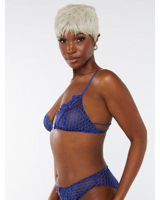 Savage X Blue Baroque Bondage Front-closure Bralette