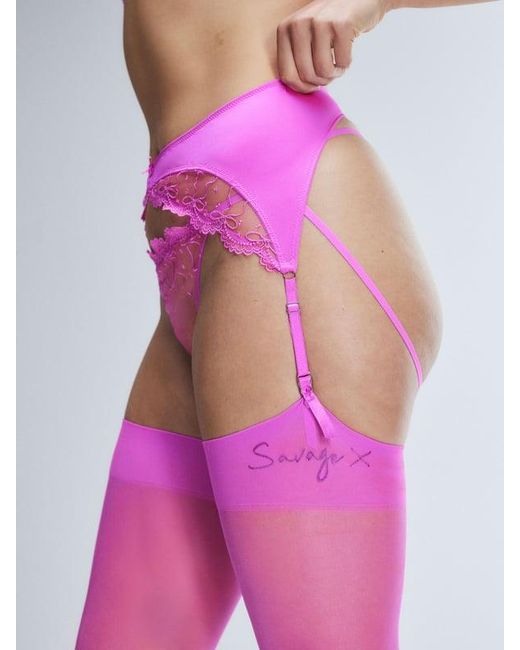 Savage X Purple Loveline Satin Suspender Belt
