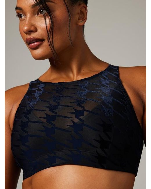 Savage X Blue Risque Taker Houndstooth Medium-impact Sports Bra
