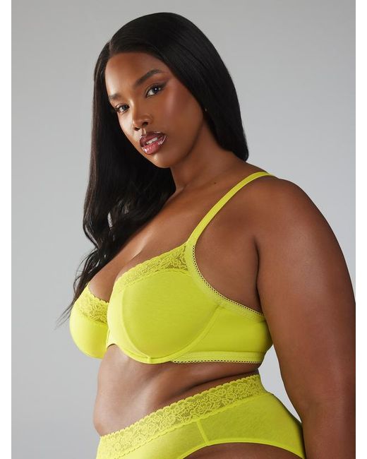 Savage X Green Cotton Essentials Lace-trim Unlined Bra