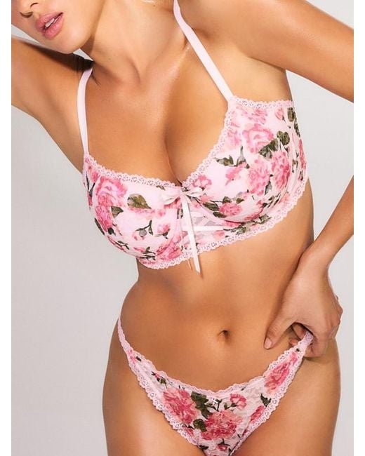 Savage X Pink Sinful Rose Printed Lace Balconette Bra