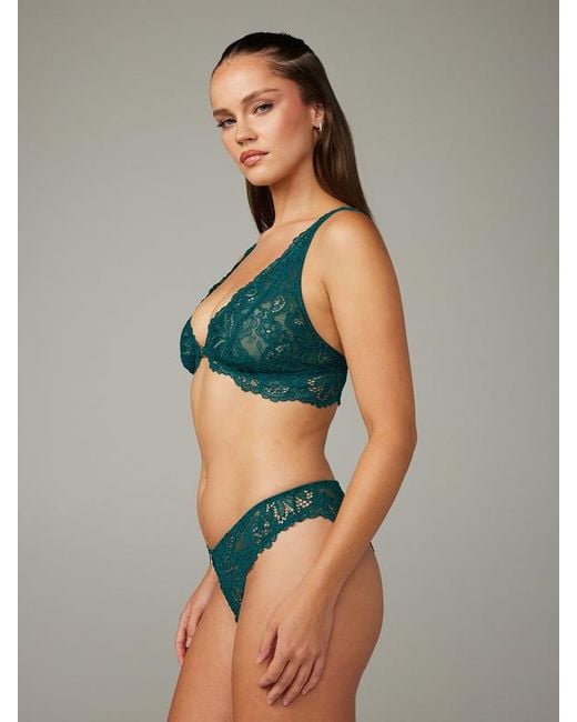 Savage X Green Romantic Corded Lace Front-closure Bralette