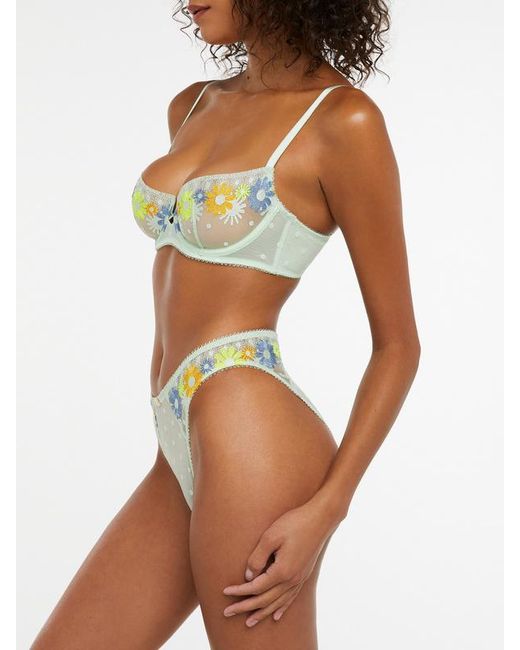 Savage X Brown Free Spirit Floral Embroidered High-leg Bikini