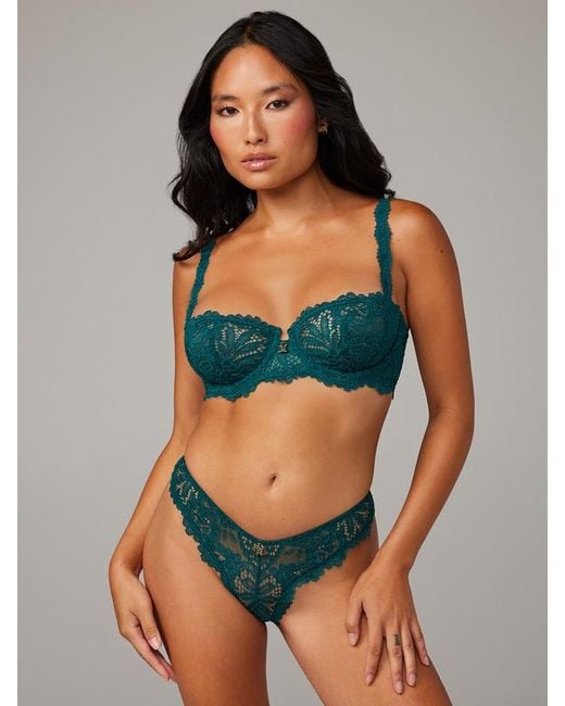 Savage X Romantic Corded Lace Unlined Balconette Bra in Blue