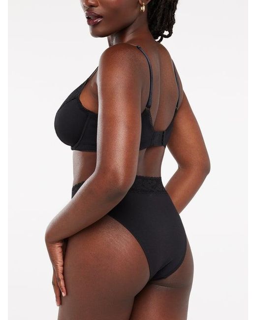 Savage X Brown Cotton Essentials Lace-trim High-leg Bikini Panty