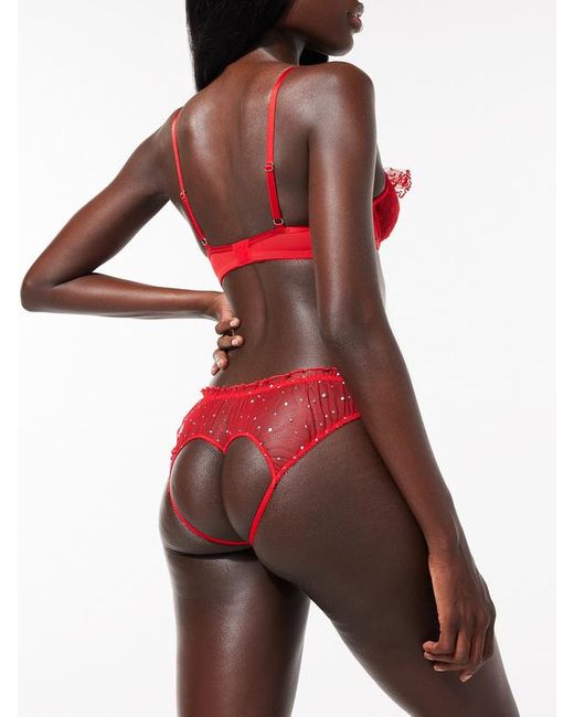 Savage X Red Sparkle Puff Cut-out Knickers + Valentine Box