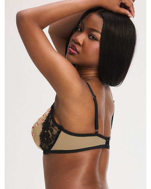 Savage X Brown Brash Blossoms Embroidered Unlined Bra
