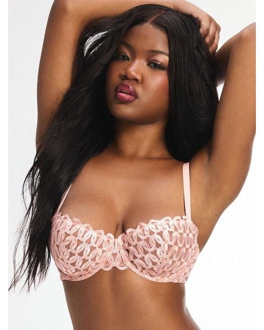 Savage X Brown Moonkissed Embroidered Low-cut Balconette Bra