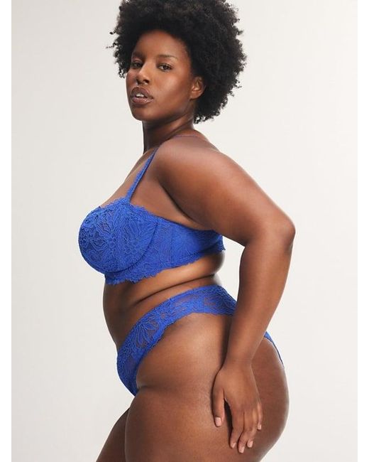 Savage X Blue Romantic Corded Lace Brazilian Knickers
