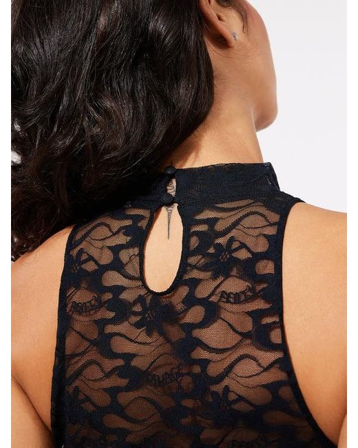 Savage X Black Link Up Lace Keyhole Crop Top