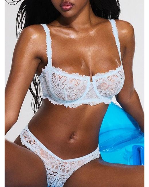 Savage X Blue Romantic Corded Lace Unlined Balconette Bra