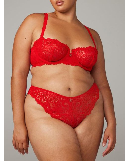 Savage X Red Romantic Corded Lace Brazilian Knickers