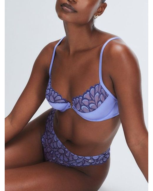 Savage X Blue Savage Not Sorry Half-cup Plunge Bra With Lace