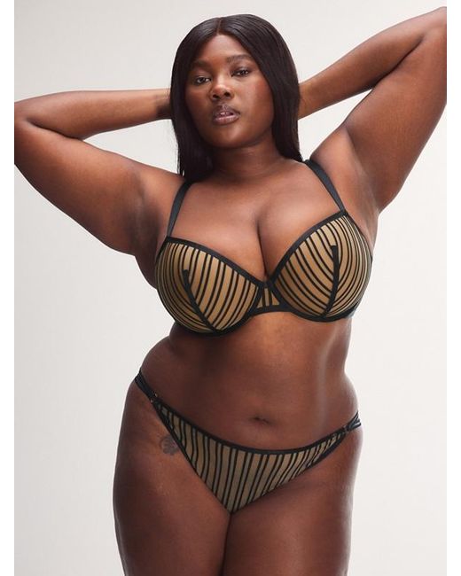 Savage X Brown Strappy Hour Striped String Bikini Knickers